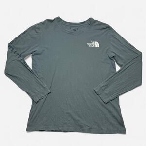 The North Face Long Sleeve Logo Tee Mens Large Green Outdoor Shirt